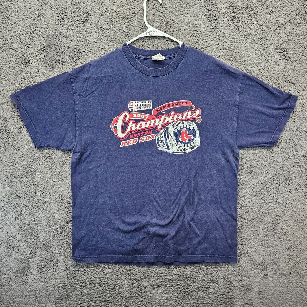 2007 Champions MLB Boston Red Sox T-Shirt Mens‎ Size XL Blue Short Sleeve